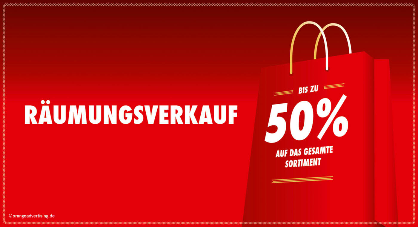 Mailing – Räumungsverkauf mit Tasche