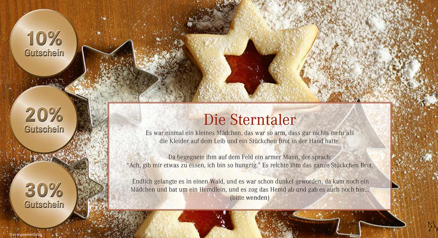 Mailing Sterntaler zu Weihnachten mit Plätzchen