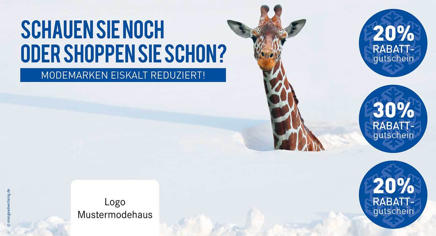 Mailing Giraffe im Schnee