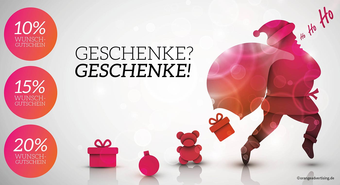 Mailing Weihnachtsmann mit Geschenken